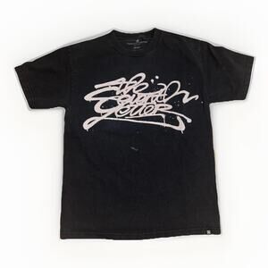 The Seven Letter Graffiti Logo Graphic T-Shirt Black Small 19x26 Streetwear Tee